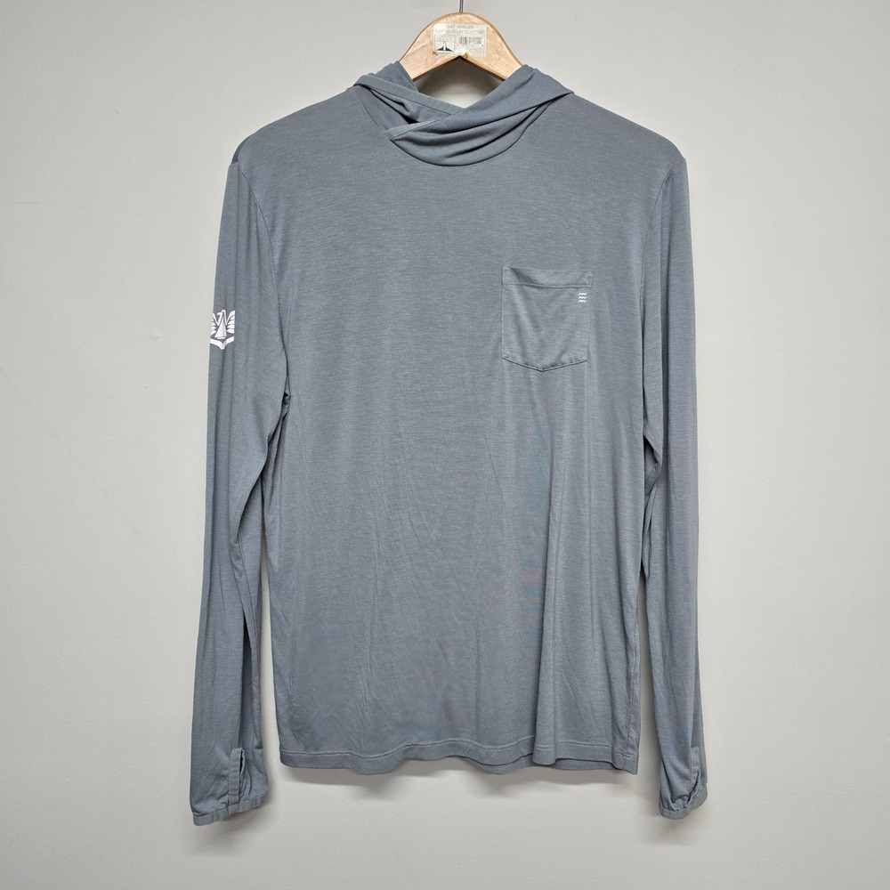 Free Fly Bamboo Lightweight Hoodie Mens M Blue Viscose Pocket Crossover Outdoor